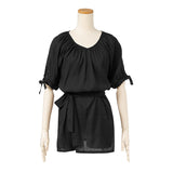 【メール便】パフスリーブリボンブラウス