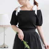 【メール便】リボンオフショルカットソー