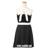 ビジュービックリボンシフォンフレアワンピース