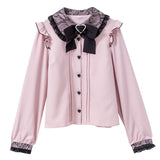 レース重ねハートリボンブラウス