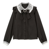 レース重ねハートリボンブラウス