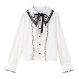 クロス刺繍襟ブラウス