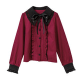 クロス刺繍襟ブラウス