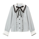 クロス刺繍襟ブラウス