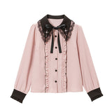 クロス刺繍襟ブラウス