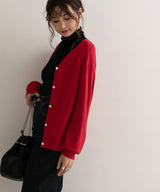 【メール便】洗えるニットシルクタッチカーディガン