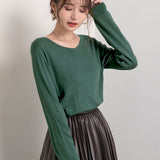 【メール便】洗えるシルクタッチVネックニット