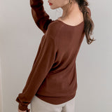 【メール便】洗えるシルクタッチVネックニット