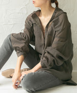 バンドカラーロングシアーシャツ