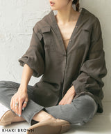 バンドカラーロングシアーシャツ