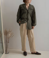 バンドカラーロングシアーシャツ