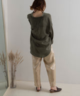 バンドカラーロングシアーシャツ