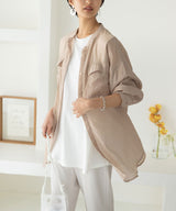 バンドカラーロングシアーシャツ