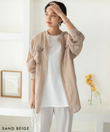 バンドカラーロングシアーシャツ