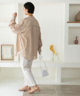 バンドカラーロングシアーシャツ