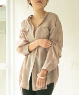 バンドカラーロングシアーシャツ