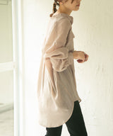 バンドカラーロングシアーシャツ