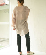 バンドカラーロングシアーシャツ