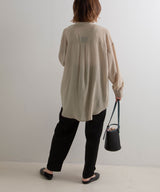 バンドカラーロングシアーシャツ