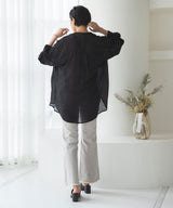 バンドカラーロングシアーシャツ