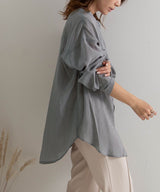 バンドカラーロングシアーシャツ