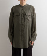 バンドカラーロングシアーシャツ