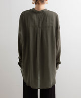 バンドカラーロングシアーシャツ