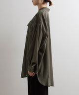 バンドカラーロングシアーシャツ