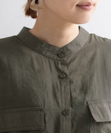 バンドカラーロングシアーシャツ