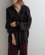 バンドカラーロングシアーシャツ