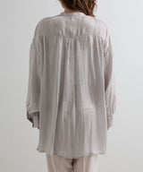 バンドカラーシャイニーポプリンシャツ