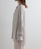 バンドカラーシャイニーポプリンシャツ