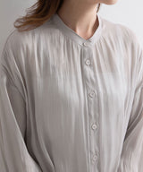 バンドカラーシャイニーポプリンシャツ