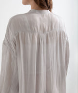 バンドカラーシャイニーポプリンシャツ