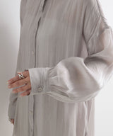 バンドカラーシャイニーポプリンシャツ