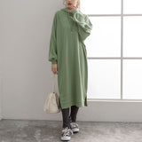 ボリューム袖パーカーワンピース