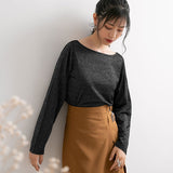 【メール便】バッククルーネックラメカットソー