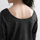 【メール便】バッククルーネックラメカットソー