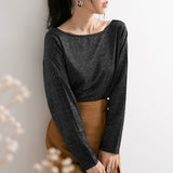 【メール便】バッククルーネックラメカットソー