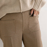 【メール便】千鳥柄アウトポケットセミフレアパンツ