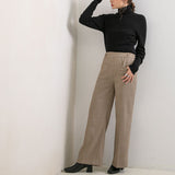 【メール便】千鳥柄アウトポケットセミフレアパンツ