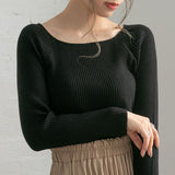 スクエアネックリブニットプルオーバー