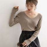 【メール便】ウォッシャブル選べるネックリブニット