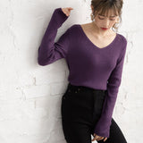 【メール便】ウォッシャブル選べるネックリブニット