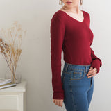 【メール便】ウォッシャブル選べるネックリブニット