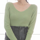 【メール便】ウォッシャブル選べるネックリブニット