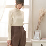 タートルネックリブニットプルオーバー