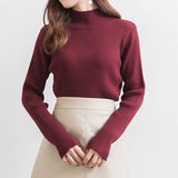 タートルネックリブニットプルオーバー