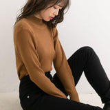 タートルネックリブニットプルオーバー