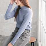 タートルネックリブニットプルオーバー